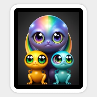 Cute Rainbow Creature Friends Detailed Sticker